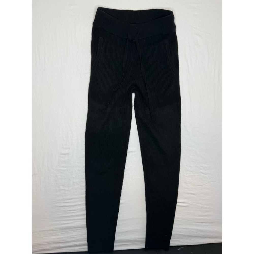State Cashmere Premium Cashmere Black Ribbed Joggers M Knit Lounge